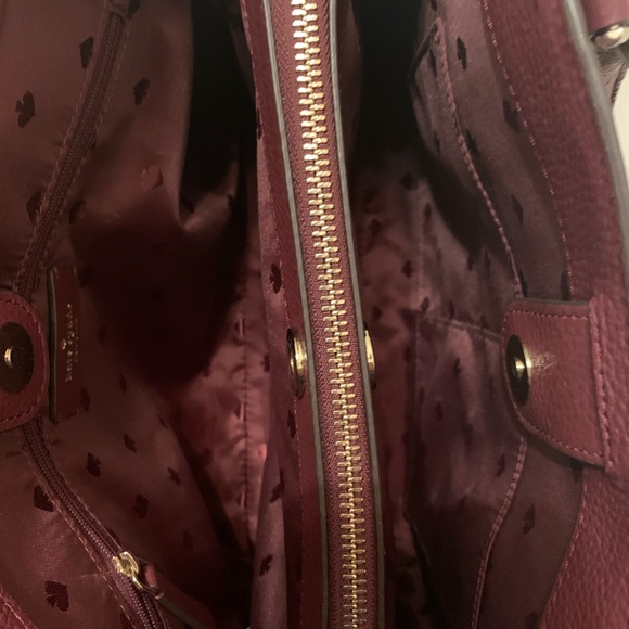 Kate Spade Jackson Pebble Leather Med. Triple Compartment Satchel Cherrywood Red - Picture 5 of 9